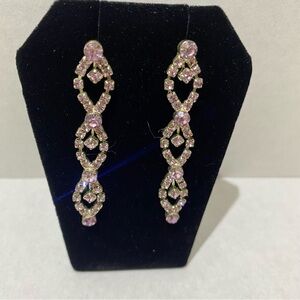 Vintage-Inspired Pink Chandelier Earrings with Filigree